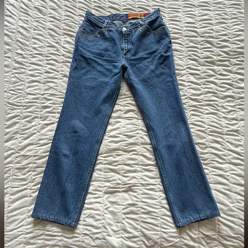 Vintage Lawman Western Jeans with Turquoise Detailing